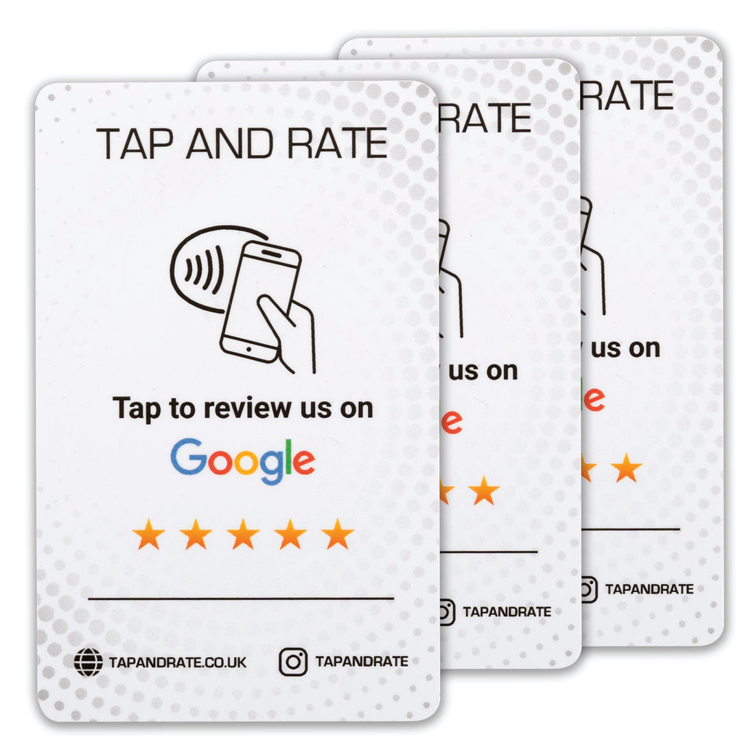 NFC Enabled Google review cards. Best chip, premium quality. Customers can leave you a google review with just one simple tap. No searching or finding your business, comes preprogramed to your business so all the customer has to do is tap their phone and leave a review. Ready to use out of the box! Start getting more 5 Star reviews today. Get more Customer with this simple to use product. Tap and Rate