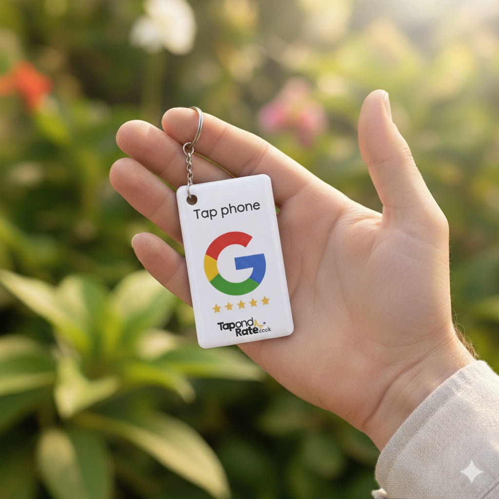 Google Reviews NFC Keyring + QR Black - Tap and Rate