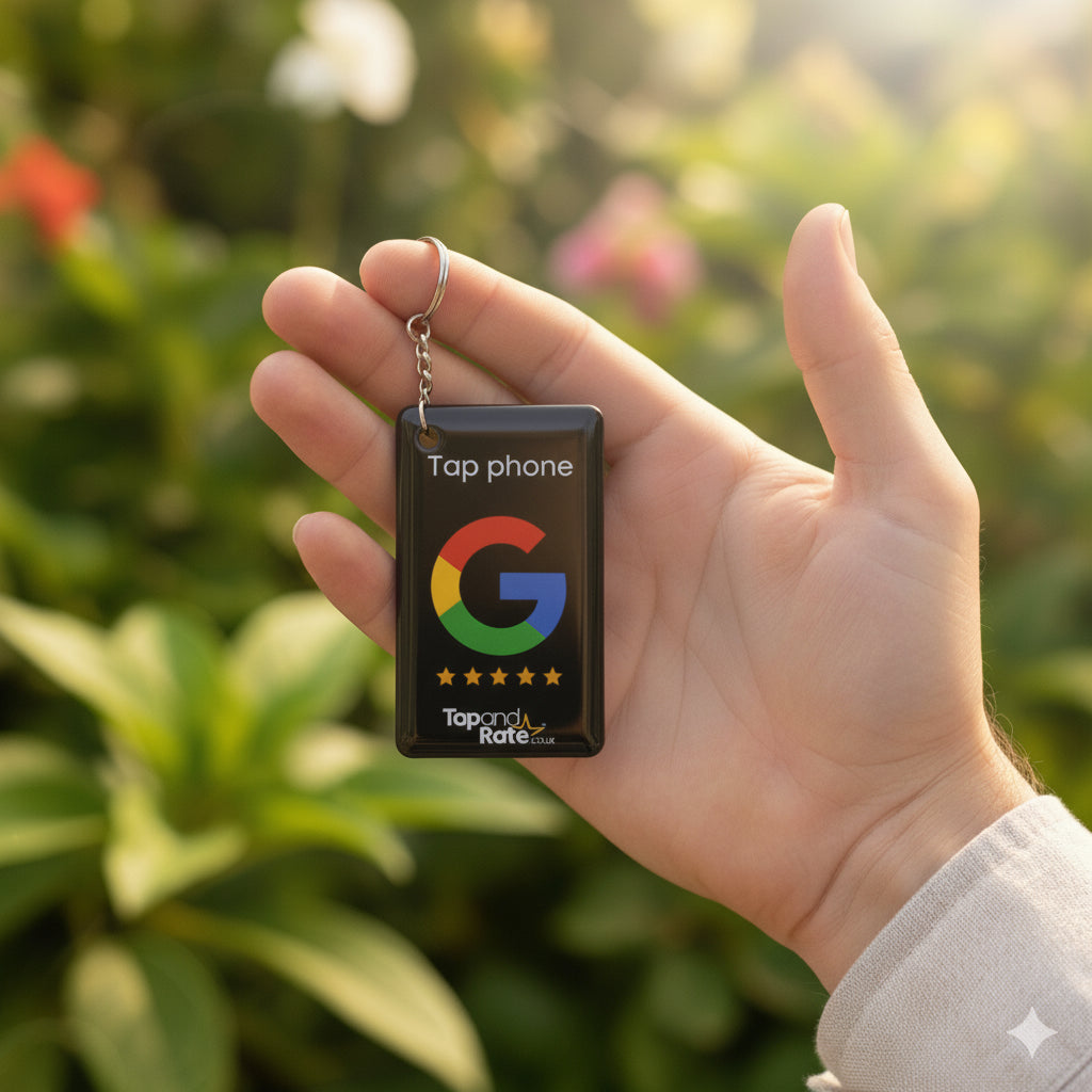 Google Reviews NFC Keyring + QR Black