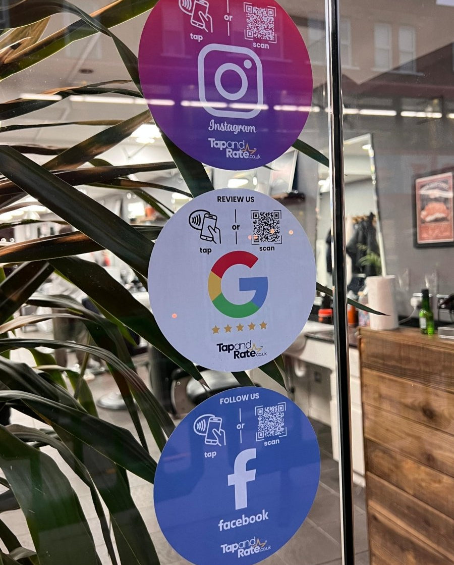 Choose ANY 2 NFC window stickers - Tap and Rate