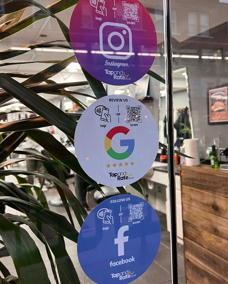 Choose ANY 2 NFC window stickers - Tap and Rate