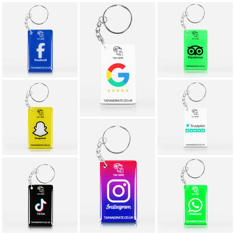 Choose ANY 5 NFC keyrings - Tap and Rate