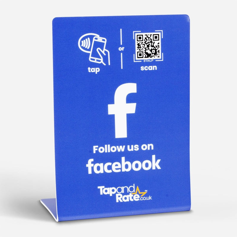 Facebook NFC stand & QR - Tap and Rate