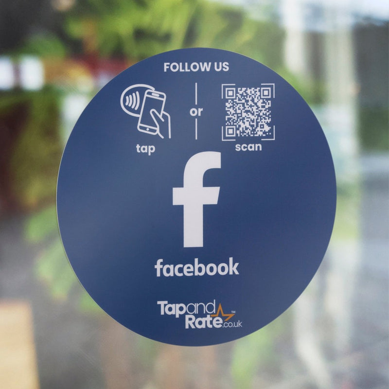 Facebook NFC stand & QR - Tap and Rate