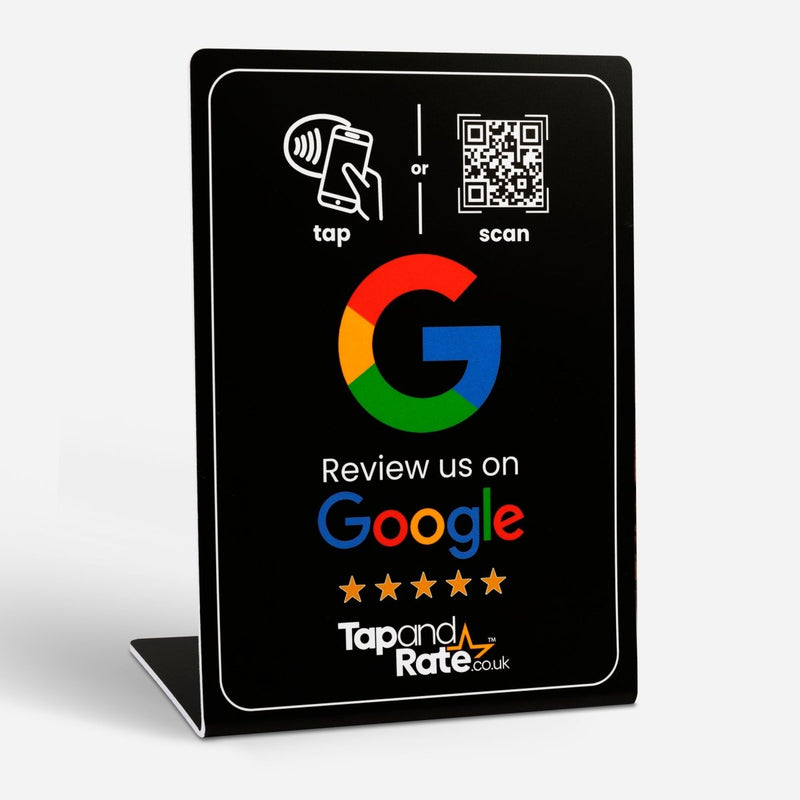 Google review NFC stand & QR (black) - Tap and Rate