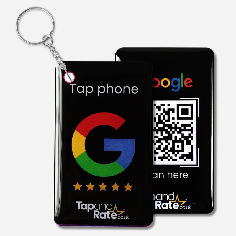 Google Reviews NFC Keyring + QR Black - Tap and Rate