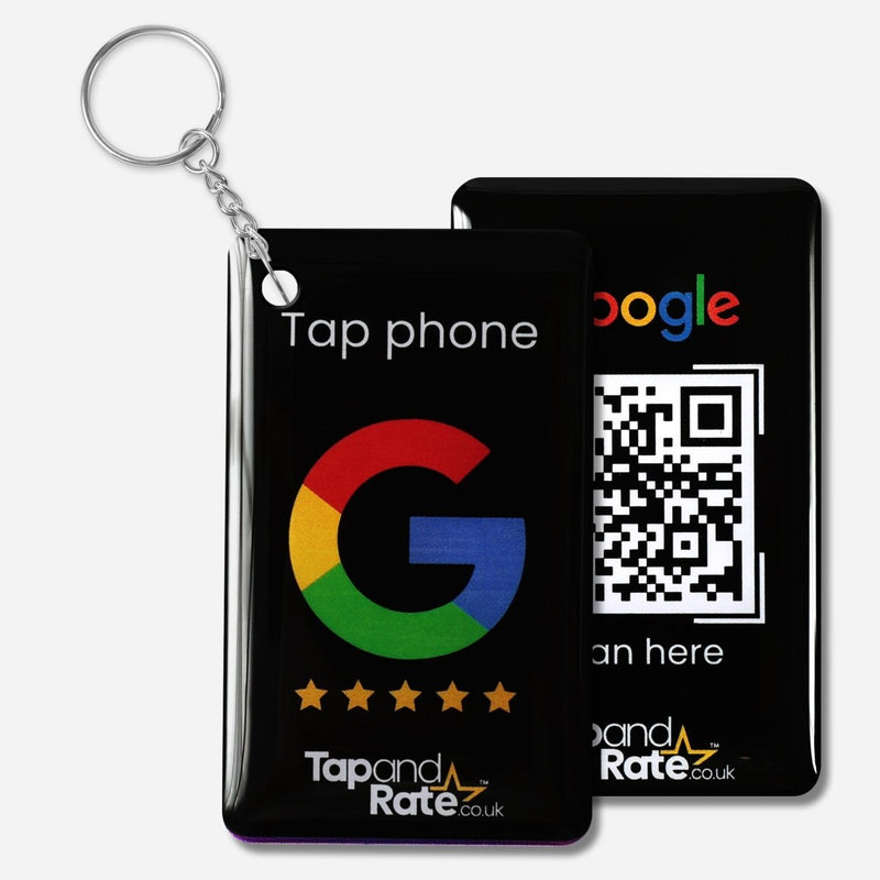 Google Reviews NFC Keyring + QR Black - Tap and Rate