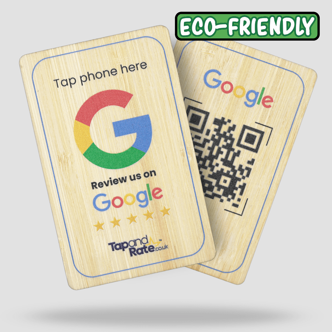 Google Reviews NFC & QR card (Bamboo) - Tap and Rate