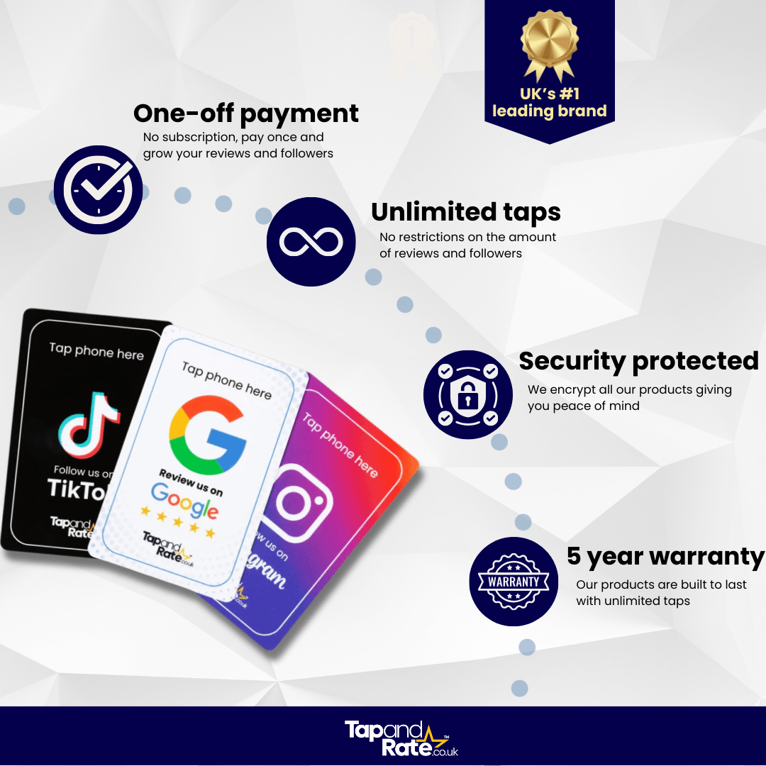 Google Reviews NFC & QR card (black) - Tap and Rate