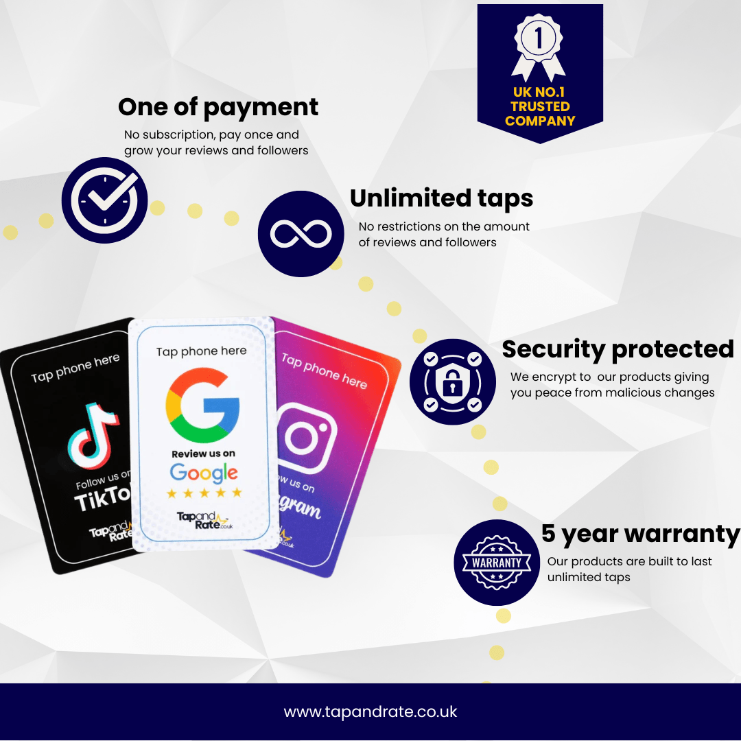 Google Reviews NFC & QR card (black) - Tap and Rate