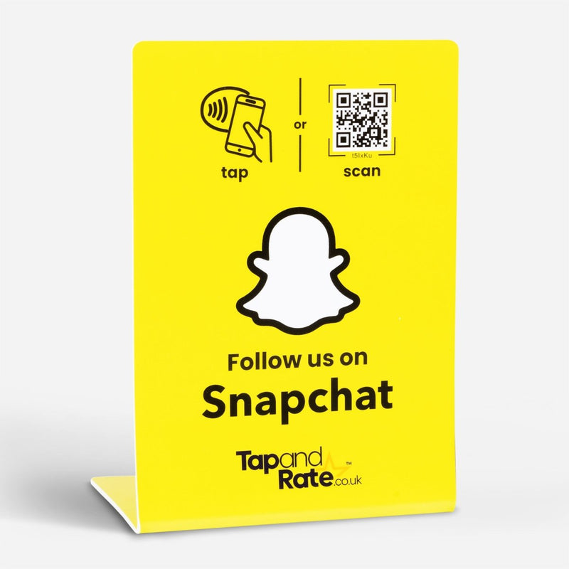 Snapchat NFC stand & QR - Tap and Rate