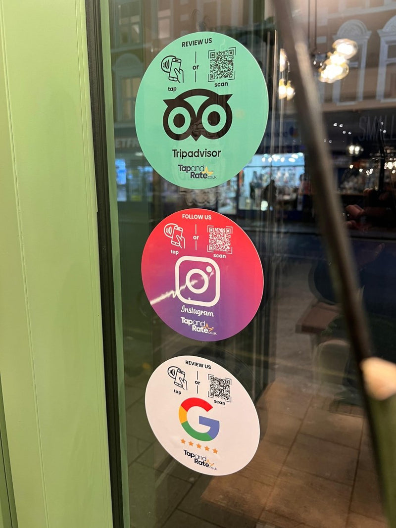 View menu NFC Window Sticker - Tap and Rate