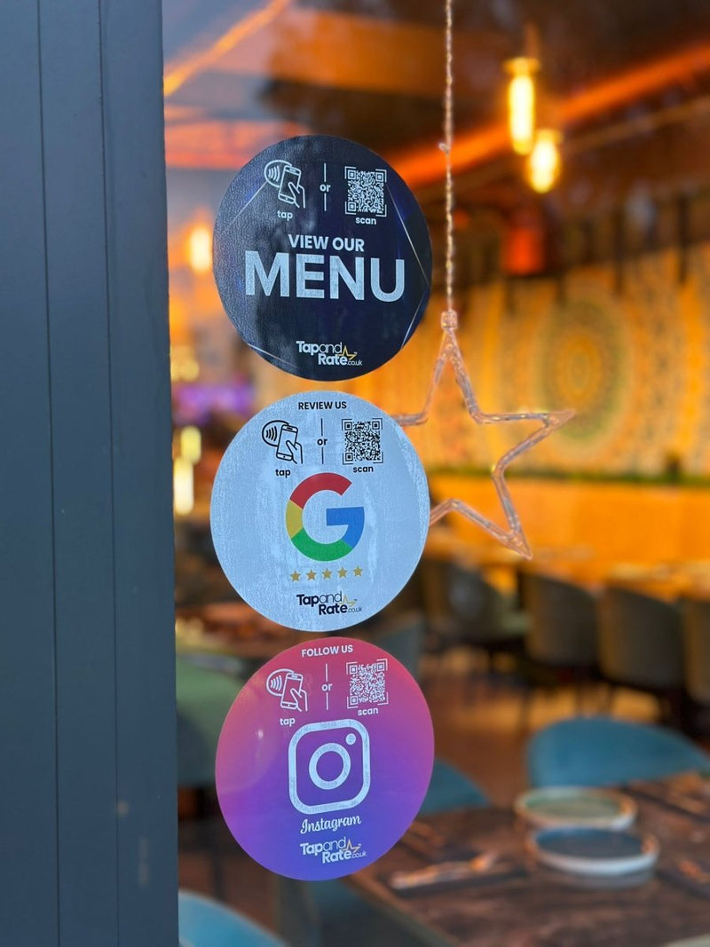 View menu NFC Window Sticker - Tap and Rate